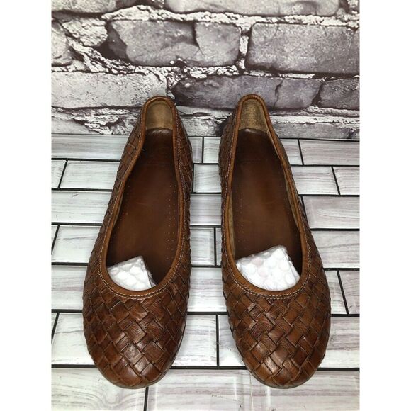 Calzoleria Toscana Woven Brown Leather Round Toe Ballet Flats Women’s 40EU/9M US - Picture 2 of 16